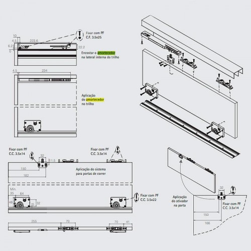 Kit Amortecedor Para Sistema De Portas De Correr Duo 1 Porta Cor Cinza Kit Amortecedor Para Sistema De Portas De Correr Duo 1 Porta Cor Cinza