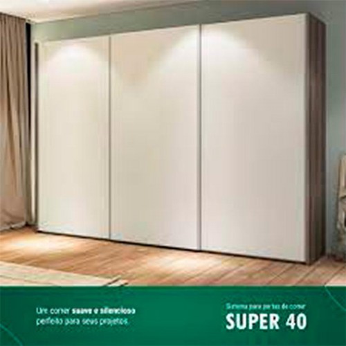 Sistema De Portas De Correr Bigfer Super 40 3 Portas 21 A 28Mm Com Amortecimento