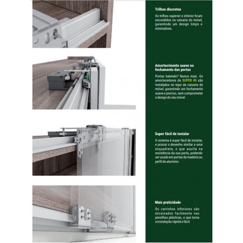 Sistema De Portas De Correr Bigfer Super 40 3 Portas 21 A 28Mm Com Amortecimento Sistema De Portas De Correr Bigfer Super 40 3 Portas 21 A 28Mm Com Amortecimento