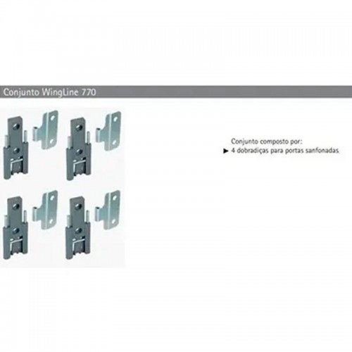 Dobradiça Central Para Kit Wing Line 770 (Wing Line L) Hettich (Kit Com 4 Conjuntos)