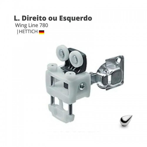 Rodizio Superior Para Kit Wing Line 780 Hettich Lado Direito ou Esquerdo
