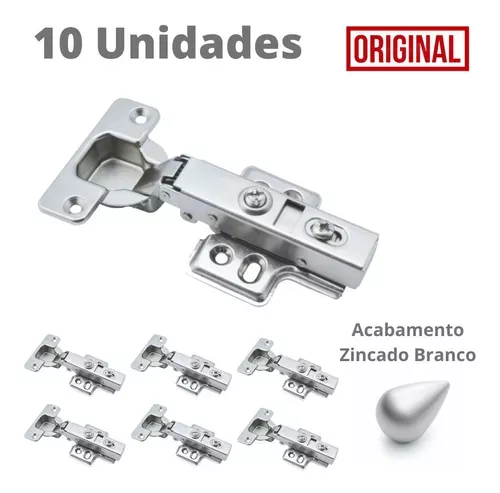 Dobradiça Bigfer Com Amortecimento Baixa (Reta) Calco Fixo (Kit C/10) Dobradiça Bigfer Com Amortecimento Baixa (Reta) Calco Fixo (Kit C/10)
