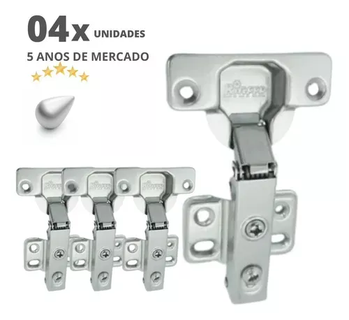 Dobradiça Bigfer Com Amortecimento Baixa (Reta) Calco Fixo (Kit C/4)
