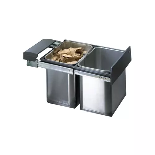 Lixeira Dupla Aço Inox DUO II - 400 Importada Hettich Lixeira Dupla Aço Inox DUO II - 400 Importada Hettich