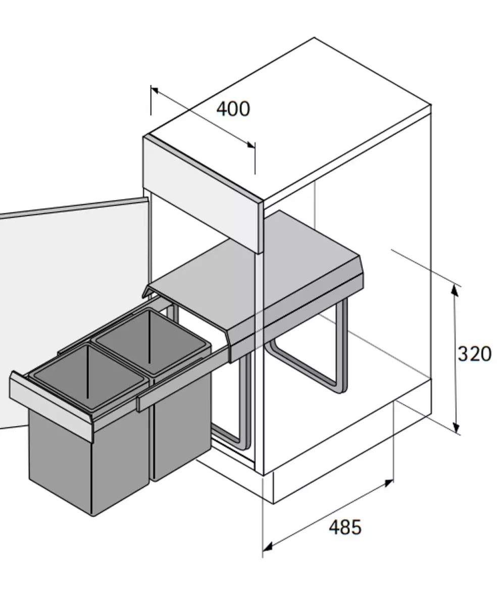 Lixeira Dupla Aço Inox DUO II - 400 Importada Hettich Lixeira Dupla Aço Inox DUO II - 400 Importada Hettich