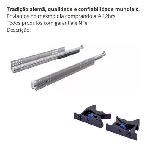 Kit Corrediça Quadro V6 (Extração Total) Invisível 300 Mm Silent System Hettich Kit Corrediça Quadro V6 (Extração Total) Invisível 300 Mm Silent System Hettich