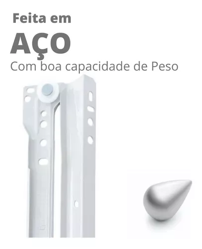 Kit Promocional C/ 2 Corrediças Metálicas Bigfer 500 Mm Epóxi Branca + 16 Pf Mad C.Ch. 4,0 X 12