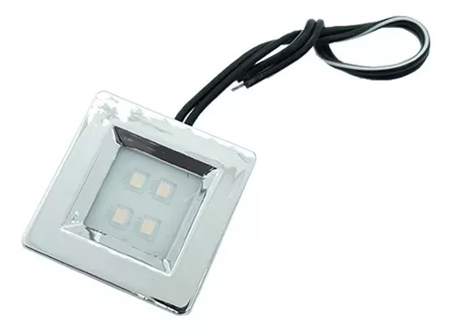 Led De Embutir Quadrado 40 X 40 Mm 4 Leds Luz Amarela (Quente) Cromado Base Hs