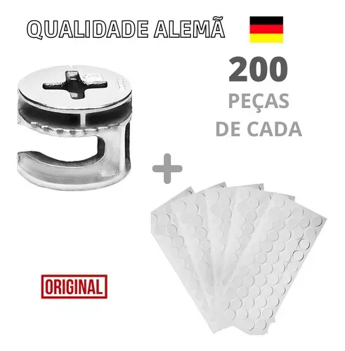 Kit Promocional C/ 200 Tambor Minifix 15X11 Natural P/15 Mm + 200 Tapa Furos Adesivos Branco Tx 19 Mm