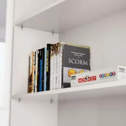 Suporte De Prateleira 2 Furos 13,5 X 13,5 Leve Epóxi Branco (Kit Com 100 Un) Suporte De Prateleira 2 Furos 13,5 X 13,5 Leve Epóxi Branco (Kit Com 100 Un)