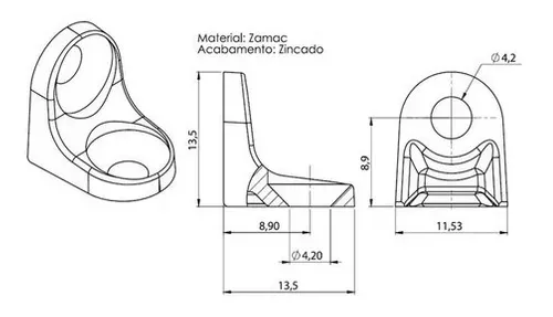 Suporte De Prateleira 2 Furos 13,5 X 13,5 Leve Niquelado (Kit Com 100 Un)