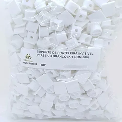 Suporte De Prateleira Invisível Plástico Branco (Kit Com 500) Suporte De Prateleira Invisível Plástico Branco (Kit Com 500)
