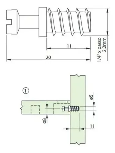 Parafuso Vb Du 279 (6,7 X 11 Mm - Longo) Hettich Rosca Soberba Zincado Branco (Kit Com 200 Un)