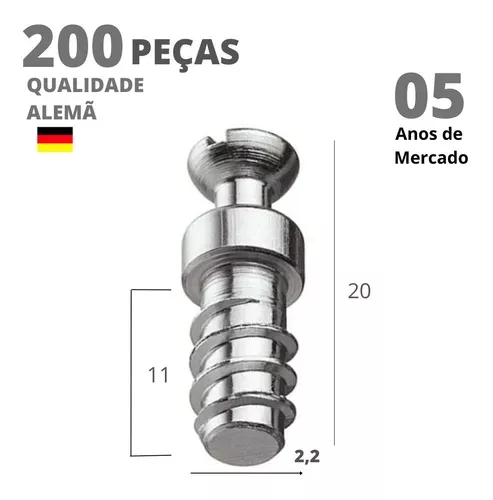 Parafuso Vb Du 279 (6,7 X 11 Mm - Longo) Hettich Rosca Soberba Zincado Branco (Kit Com 200 Un)
