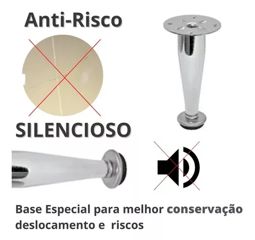Pé Cônico Regulável 150 Mm Cromado (Kit Com 4 Unidades) Pé Cônico Regulável 150 Mm Cromado (Kit Com 4 Unidades)