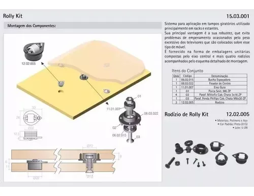 Sistema Giratório Para Tampos De Mesa Rolly Kit